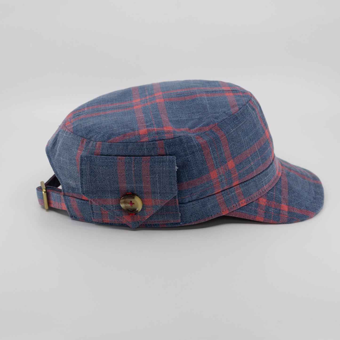 Handmade Charlie Cadet Hat - Faded Red and Blue