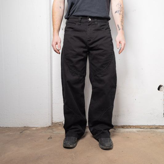 Black Denim Baseball Pants