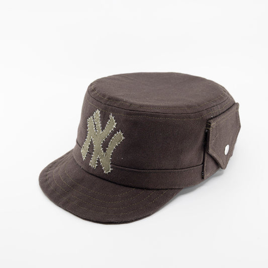Handmade Charlie Cadet Hat NY logo brown canvas
