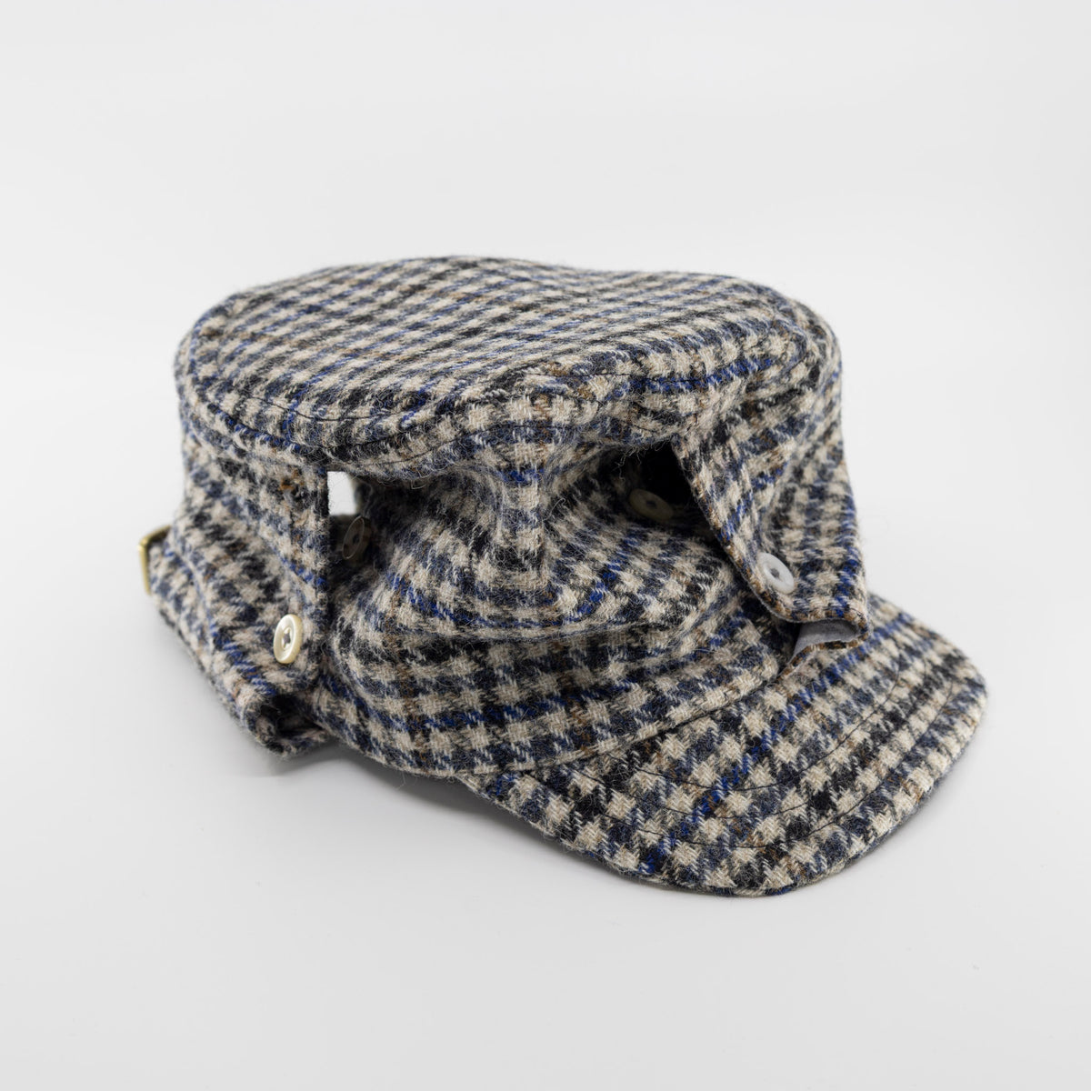 Handmade button up hat - Houndstooth Wool