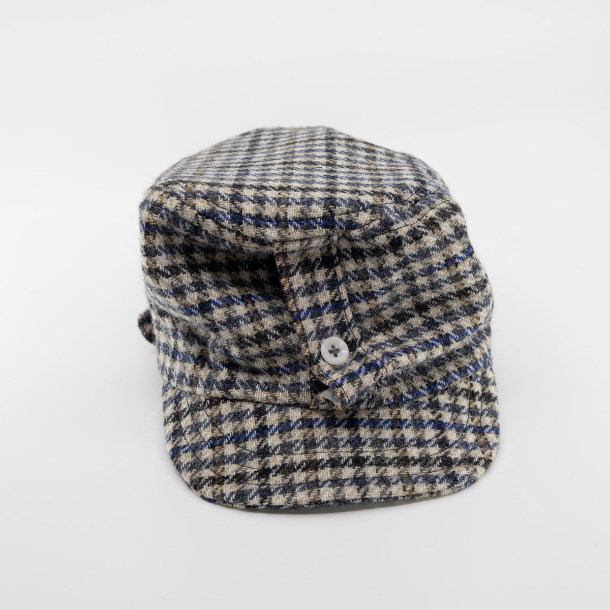 Handmade button up hat - Houndstooth Wool