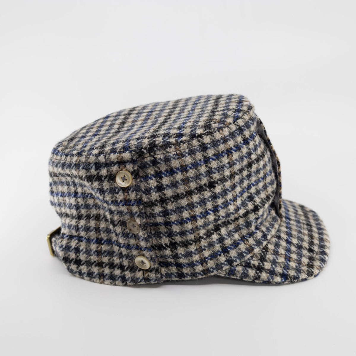 Handmade button up hat - Houndstooth Wool