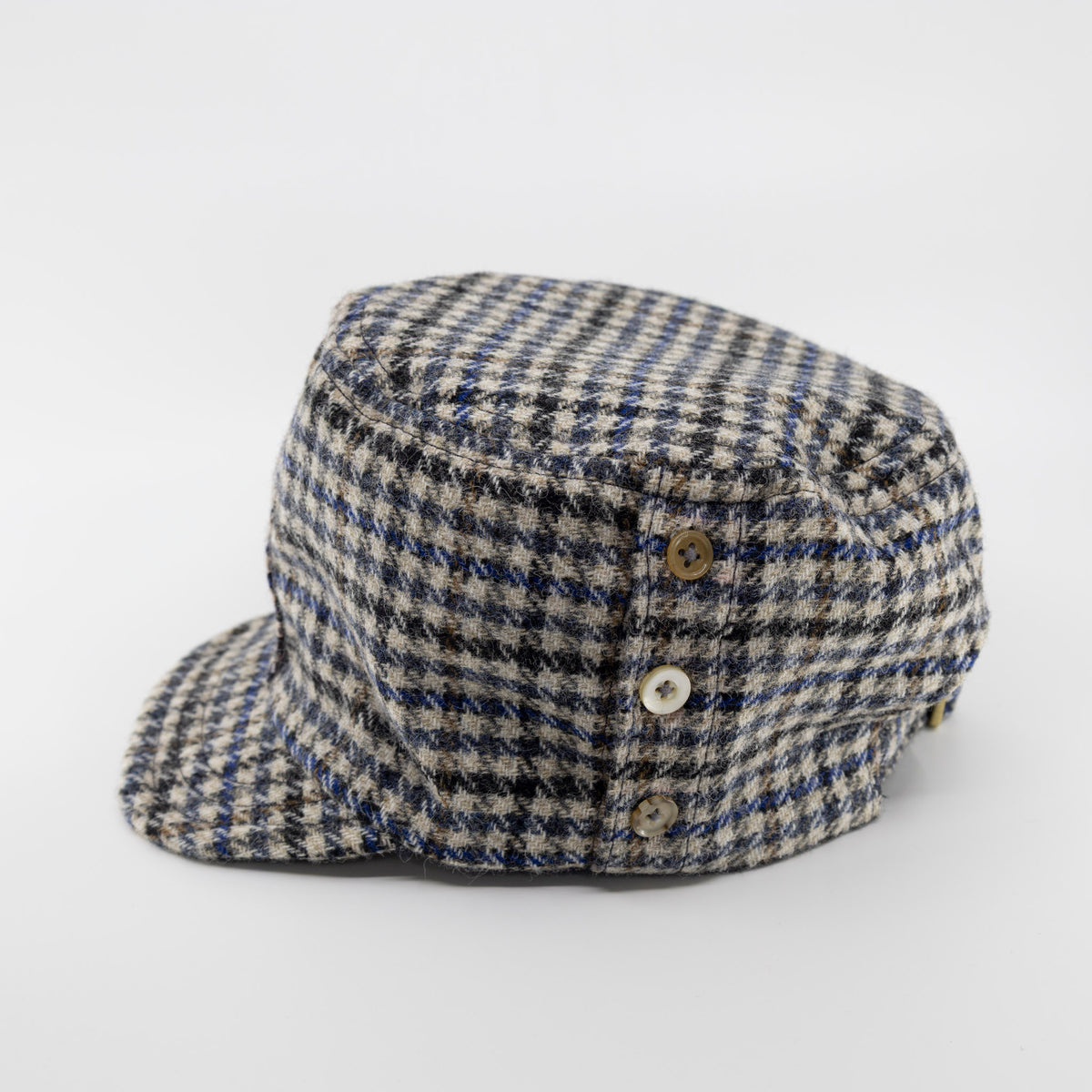 Handmade button up hat - Houndstooth Wool