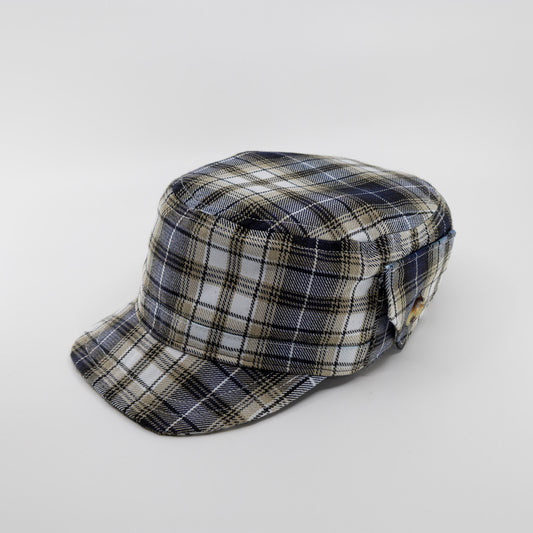 Handmade Charlie Cadet Hat - Navy/white Plaid