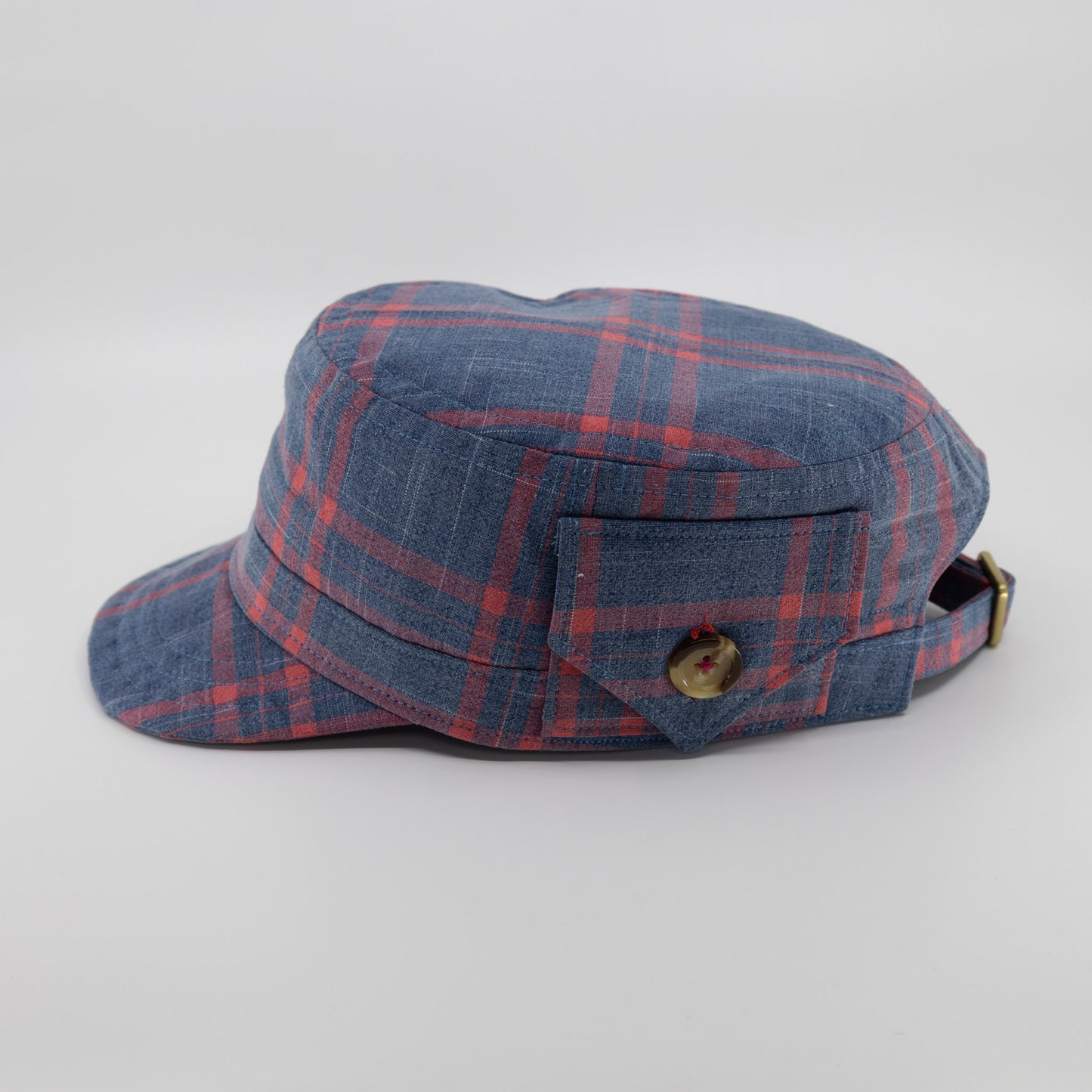 Handmade Charlie Cadet Hat - Faded Red and Blue