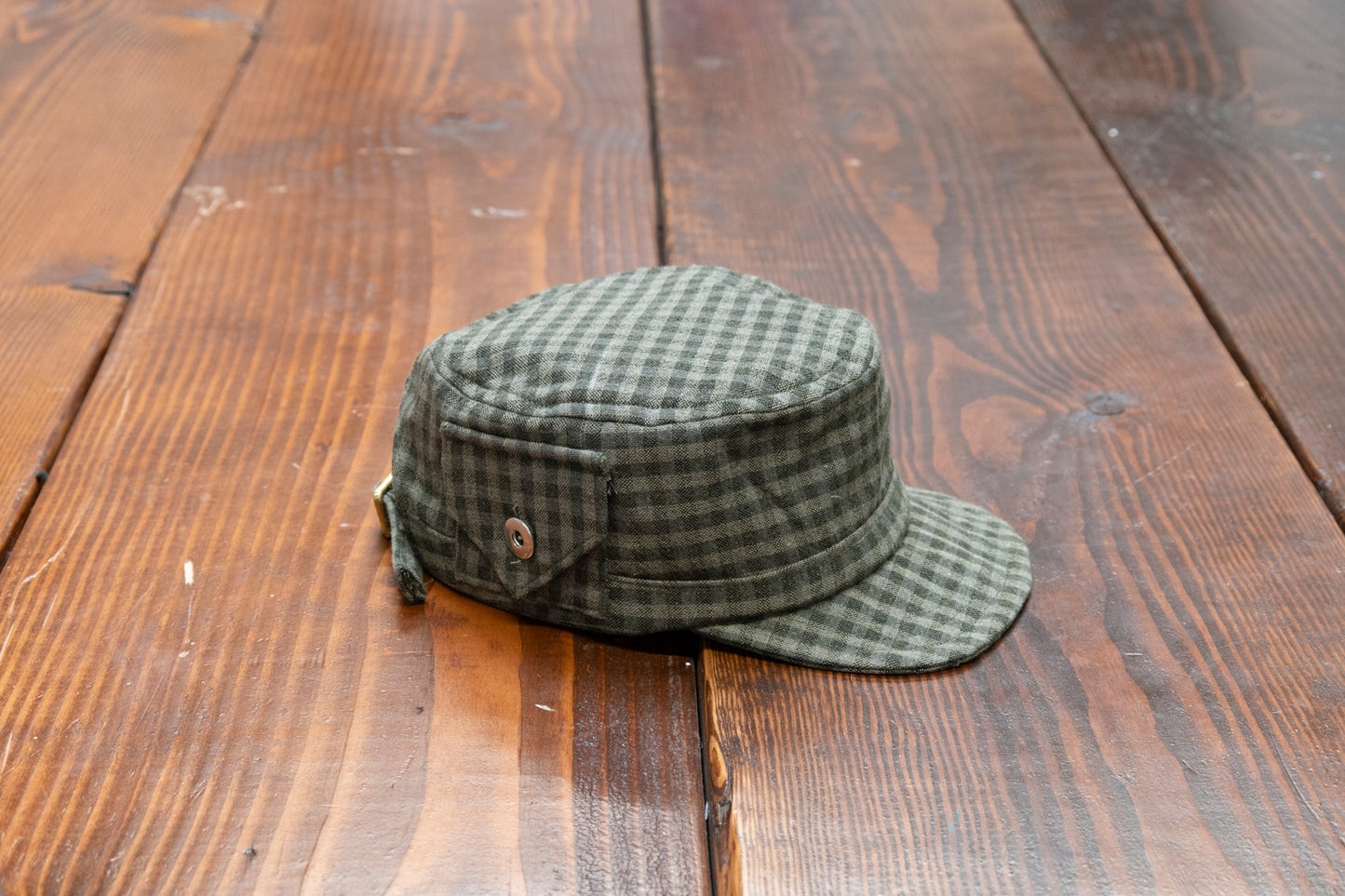 Green Gingham Cadet Hat