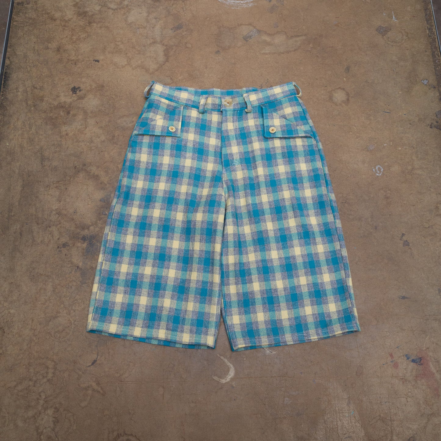 Handmade Teal Wool Shorts