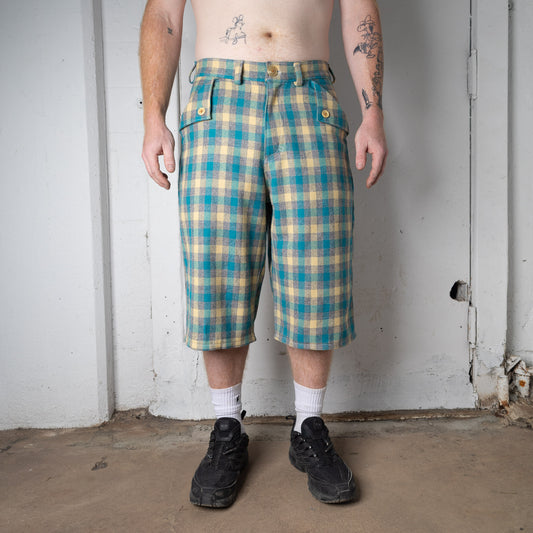 Handmade Teal Wool Shorts